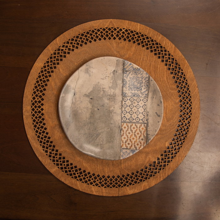 Hermia Seljuk - Walnut Juego de Salvamanteles de Madera de 4 Piezas